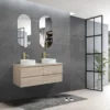 Meuble Avec Plan Pour Vasque Alicia Bois Chêne 140 Cm -Produits De Salle De Bain Soldes 2024 25094 meuble salle de bain 140cm