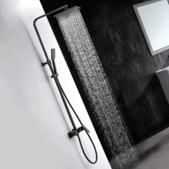 Colonne De Douche Mécanique Noire Carréo -Produits De Salle De Bain Soldes 2024 25242 carreo noir mat douche