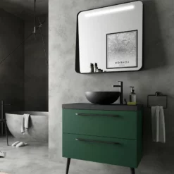 Miroir Apolo LED Noir Mat Ou Or -Produits De Salle De Bain Soldes 2024 25752 miroir led noir mat