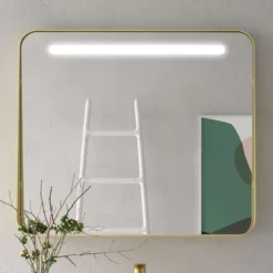 Miroir Apolo LED Noir Mat Ou Or -Produits De Salle De Bain Soldes 2024 25755 miroir led or