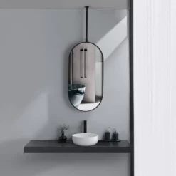 Miroir Suspendu Au Plafond Ovale Psyché -Produits De Salle De Bain Soldes 2024 25889 miroir rond noir mat