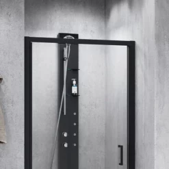 Porte De Douche Noir Mat Sur Mesure -Produits De Salle De Bain Soldes 2024 26110 porte douche zephyros 20 g noir zoom haut