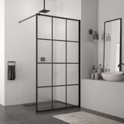 Paroi De Douche Fixe Atelier Noir 80 Cm à 140 Cm