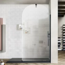 Produits De Salle De Bain Soldes 2024 32 Paroi De Douche Fixe Arrondie Arc Noire Mate