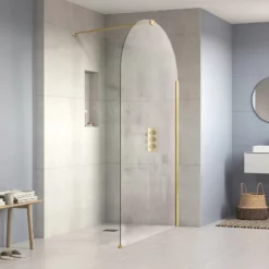 Paroi De Douche Fixe Arrondie Arc Or Brossé