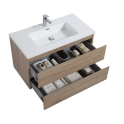 Meuble Salle De Bain Alicia 90 Cm Bois Chêne -Produits De Salle De Bain Soldes 2024 27093 meuble alicia bois