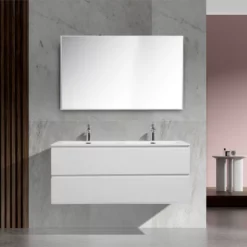 Meuble Salle De Bain Double Vasque Alicia 120 Cm Blanc Mat