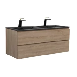 Meuble Salle De Bain Double Vasque Alicia 120 Cm Bois Chêne -Produits De Salle De Bain Soldes 2024 27105 alicia bois noir