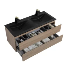 Meuble Salle De Bain Double Vasque Alicia 120 Cm Bois Chêne -Produits De Salle De Bain Soldes 2024 27107 meuble alicia 120 vasque noir