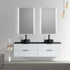 Meuble 180 Cm Ark Avec Plan De Toilette -Produits De Salle De Bain Soldes 2024 27471 meuble blanc noir