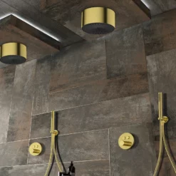 Plafond Pluie Cylindrique Rond Or Brossé -Produits De Salle De Bain Soldes 2024 27939 pack cylindre or