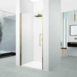 Porte De Douche Doré Brillant Sur Mesure